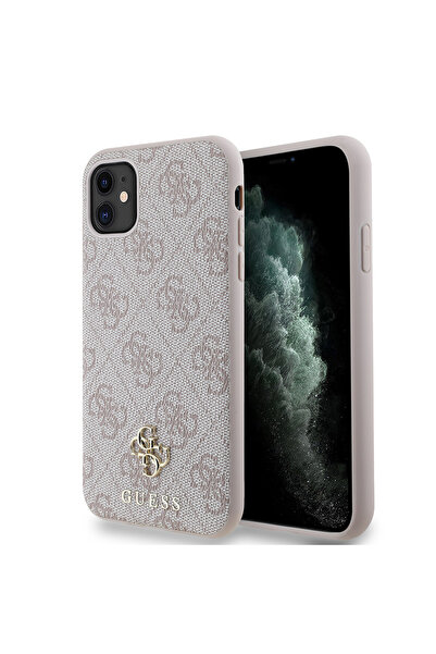 Guess iPhone 11 Uyumlu Kılıf Guess  Lisanslı Magsafe Şarj Özellikli Small 4G Classic Kapak Pembe