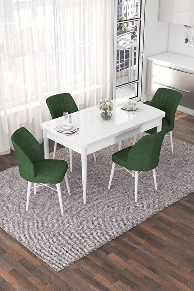 Canisa Concept Nef Serisi 70x114 Açılabilir Mdf Beyaz Mutfak Masası Takımı Ve...