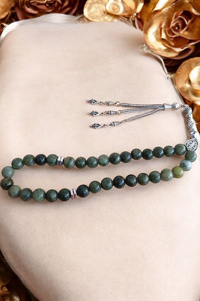MGA DOĞAL TAŞ Jade Stone Prayer Beads 33' Luxury Prayer Beads Γνήσια φυσική πέτρα που δεν ξεθωριάζει το χρώμα Jade Stone Natural Stone
