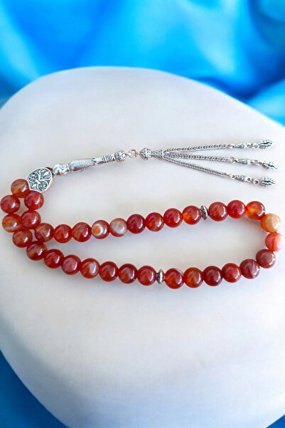 MGA DOĞAL TAŞ مسبحة من العقيق الأحمر مقاس 33 بوصة - حجر طبيعي أصلي، عقيق حقيق...