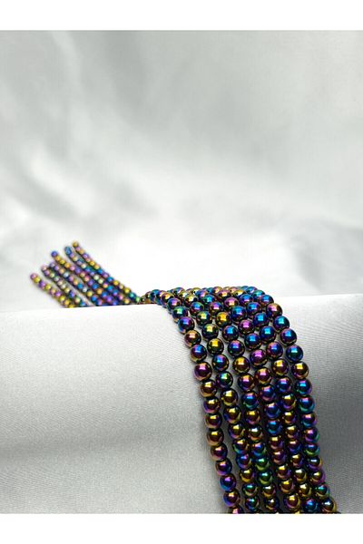 Yüksel Boncuk 6 mm Hematite Marbled - Σειρά φυσικών πολύτιμων λίθων