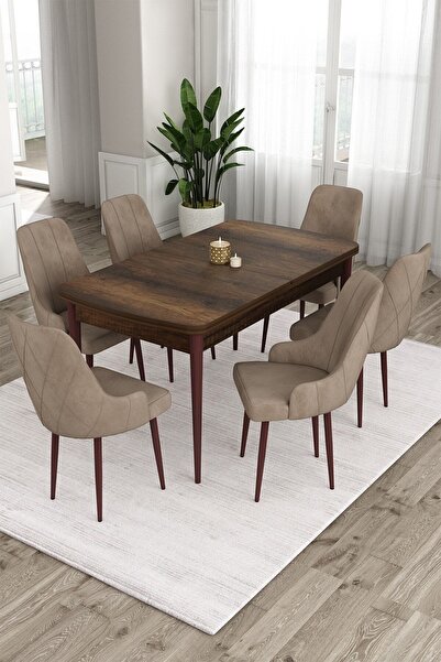 Canisa Concept Ram Serisi 80x132 Açılabilir Mutfak Masası Takımı Barok Desen ...