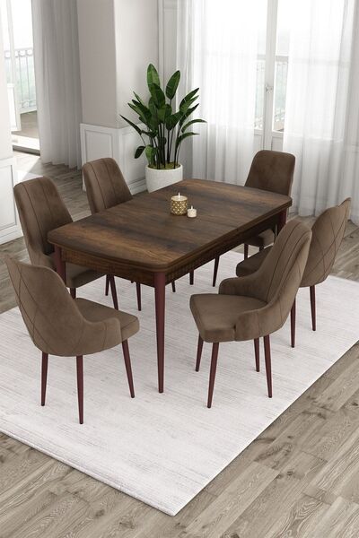 Canisa Concept Ram Serisi 80x132 Açılabilir Mutfak Masası Takımı Barok Desen ...