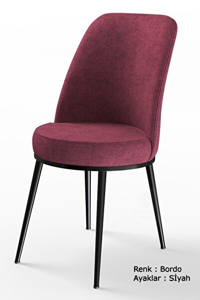 Canisa Concept Nil Serisi 70x110 Sabit Mutfak Masası Takımı Siyah Mermer Desen Masa 4 Bordo Sandalye