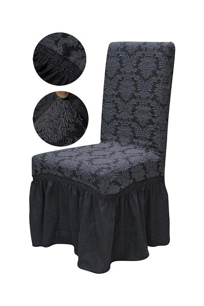 kanway Κάλυμμα καρέκλας Λουκέτο 1 τμχ Jacquard Ottoman Pattern - Με φούστα, ελαστικό και πλένεται