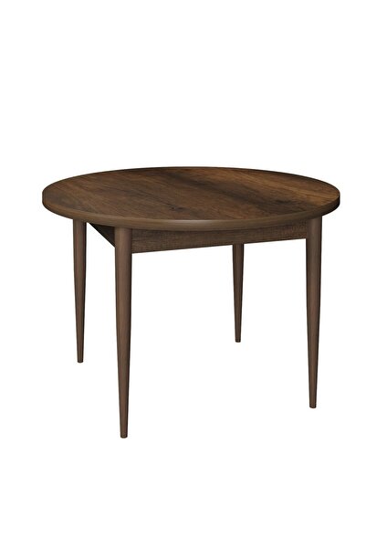 Canisa Concept Tor Serisi 90x90 Yuvarlak Sabit Barok Ahşap Desen Mutfak Masası Takımı Ve 4 Füme Sandalye