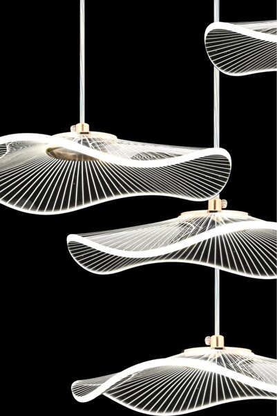 İstanbul Avize Şapka 4'lü Kumandalı Gold Üç Renk Led Lüx Modern Ledli Avize