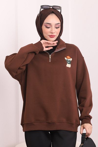 İmajButik Καφέ γιακά με φερμουάρ Rose Gold με τρεις κλωστές