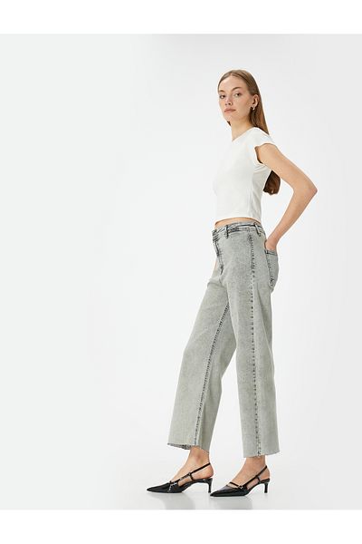 Koton Bequeme Jeans mit hoher Taille und dehnbarer Tasche - Sandra Jeans