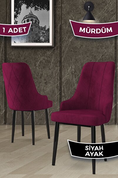 Canisa Trex Serisi 1.sınıf Babyface Kumaş 1 Adet Mürdüm Sandalye Siyah Metal ...