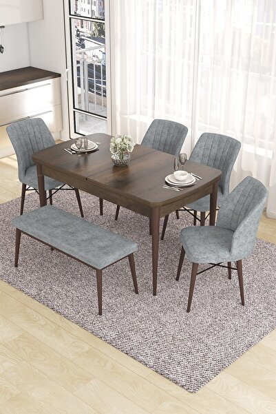 Canisa Concept Eva Serisi 80x132 Açılabilir MDF Mutfak Masası Takımı Barok De...