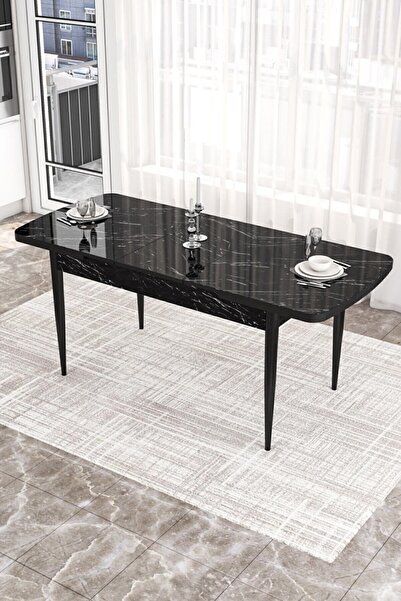 Canisa Concept Canisa Kor Serisi 70x114 Açılabilir Siyah Mermer Desenli Mutfak Masası