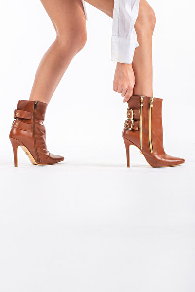 AYAKKABI PRENSİ Oasis Toka Подробно описание Taba Mat 10 Cm Дамски ботуши и боти, обувки с ток