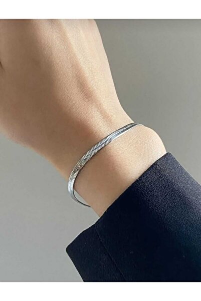 Tajemny İtalyan Unisex Çelik Yassı Ezme Bileklik