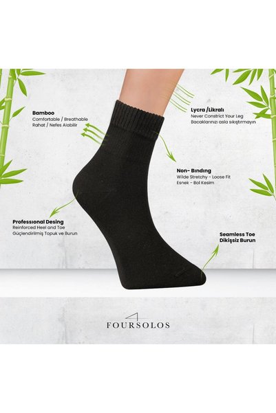 FOURSOLOS Men's Non-Marking B Bamboo Socks – N Breathable Soft, 4 Pairs