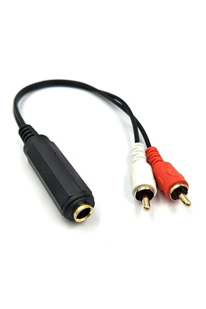 Mykablo 2 Rca Erkek - 6.3 Mm Stereo Dişi Çevirici Kablo - 20 Cm