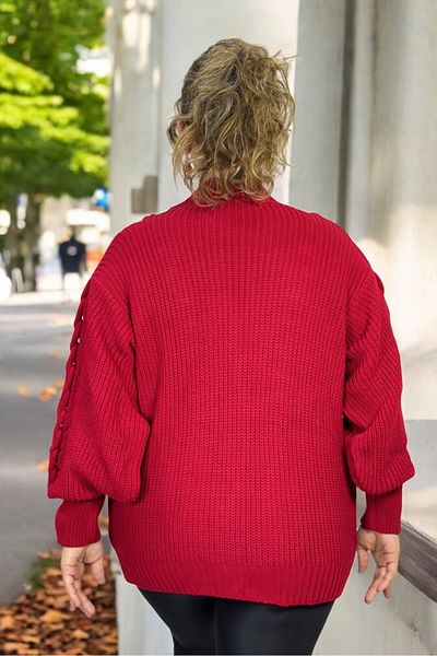 yagmurberen Hair Knitting Patterned Selanic Knitting Button V-Neck Large Size Knitting Cardigan