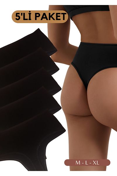red iç giyim Easy Cotton Trim Highrise High Waist Thong 5 Pack