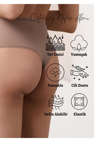 red iç giyim Cotton Women's High Waist Thong 5 Pack