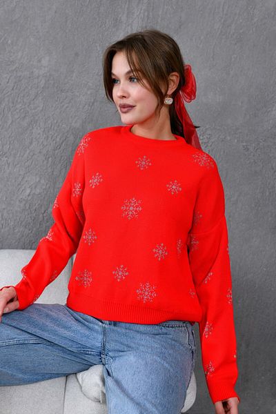 Miss Allos Pulover de damă cu model fulgi de nea cu tematică de Anul Nou
