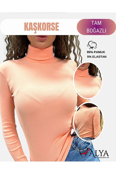 ALYA UNDERWEAR Hanorac cu gât complet, țesătură cu nervuri, lycra, gură de cățeluș
