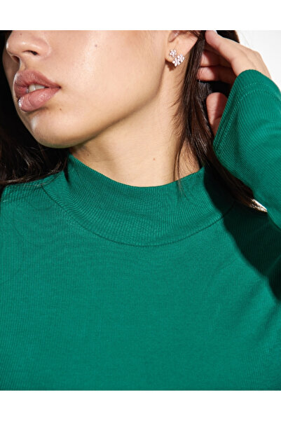 ALYA UNDERWEAR Grass Green Lycra Corded Body - Φούτερ με μισό λαιμό και Badi