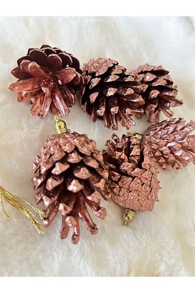 Partifabrik Christmas Cone - Metallic Rose Gold Tree Ornament 6 Pieces