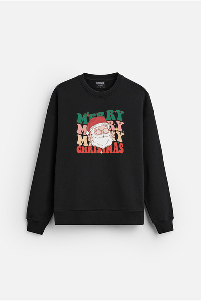 MODA Crăciun Fericit Crăciunul cu imprimeu guler rotund Bumbac fără glugă sup...