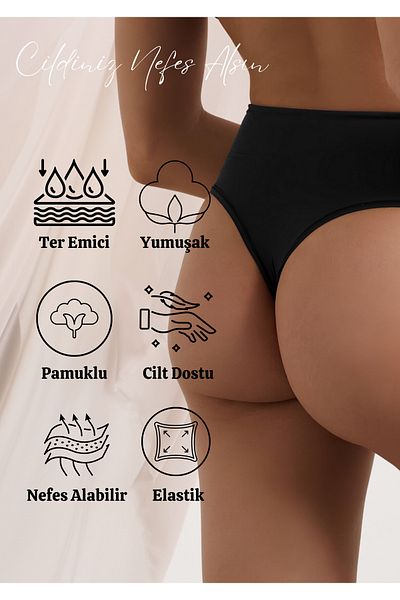 red iç giyim Easy Cotton Trim Highrise High Waist Thong 5 Pack
