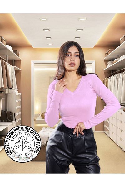 ALYA UNDERWEAR Țesătură cu nervuri din Lycra - Hanorac pentru corp cu decolteu în V, Liliac Badi