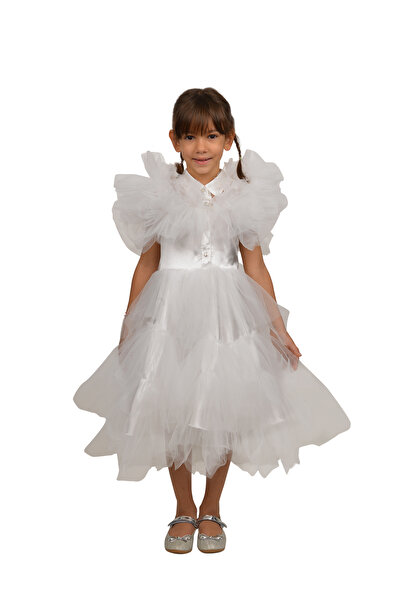 sunimikids Wendsday elbisesi beyaz