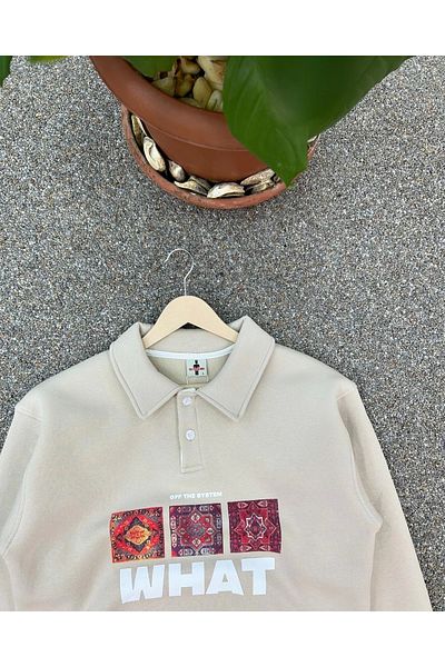 bay müco Beige''What'' Polo Sweatshirt