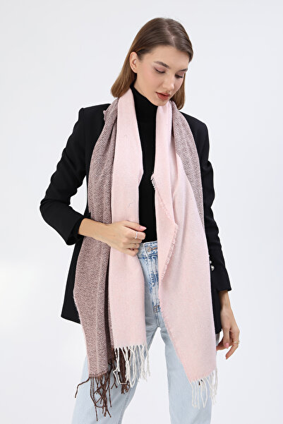 REMSA Pink Fish Back Patterned Shoulder Shawl - 60X190 cm 3803 Scarfs