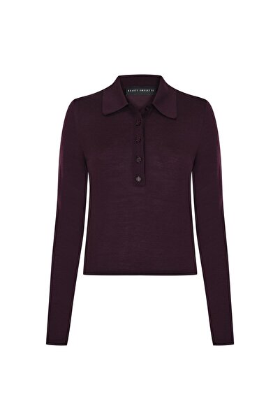 Beauty Omelette Bordo Polo Yaka Yün Kazak