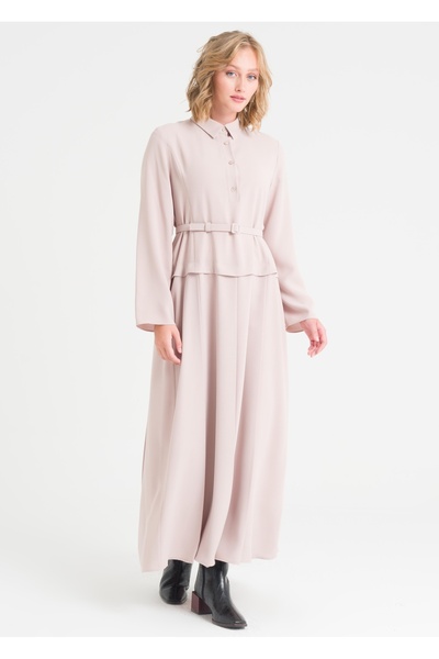 Armağan Etek Bluz Görünümlü Kemerli Elbise