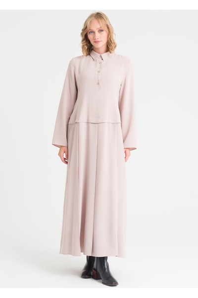 Armağan Etek Bluz Görünümlü Kemerli Elbise