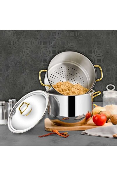 ÖZLİFE Rooz Lara 26 No Süzgeçli Kuskus Tencere Gold Kapaklı 496