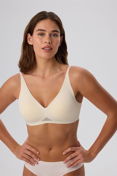 nulu Seamless Cross Strap Champagne Back Adjustable