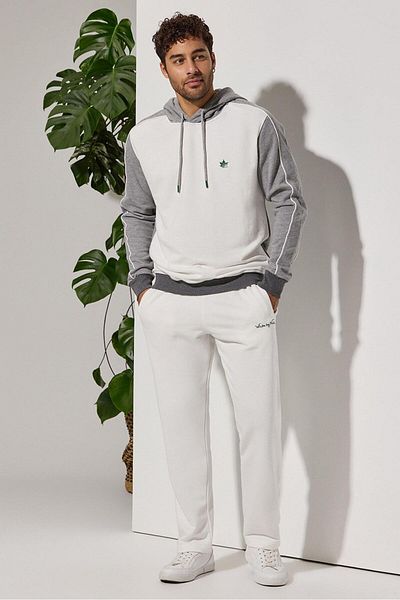 White By Nature Hooded, Gray Melange Garnished Sweatshirt
