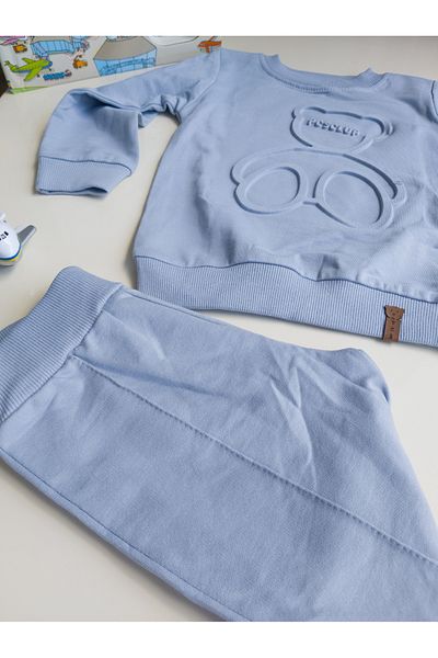 lilnest Teddy Bear Printed Baby Tracksuit Set