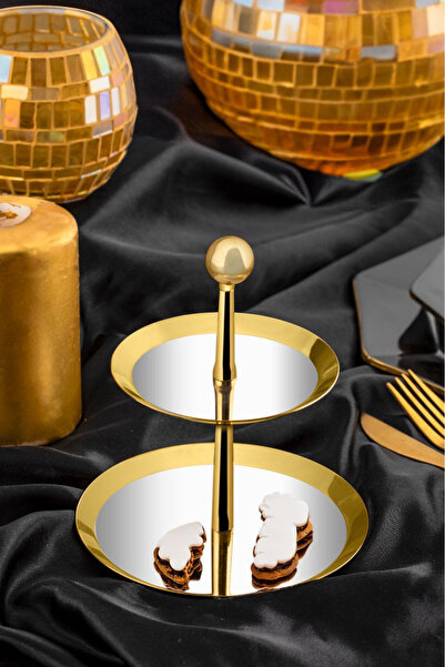 ÖzSa Home Premium 18/10 Stainless Steel Small Storey Presentation Holder 15 cm Standing Presentation Holder