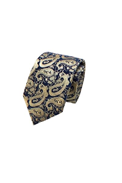 VENCHY Navy Blue Gold Shawl Pattern Tie 2120-4K