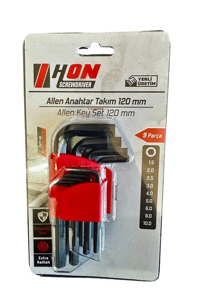 Hon Siyah 9 Parça Kısa Allen Seti (1.5-2-2.5-3-4-5-6-8-10 no)