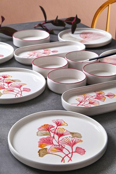 Bernardo 14-Piece 6-Person Ginkgo Stackable Breakfast Set - Breakfast
