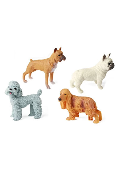 Toyaş 4 Parça Köpekler Figür Oyun Seti Fıransız Buldog Boxer Poodle Cocker