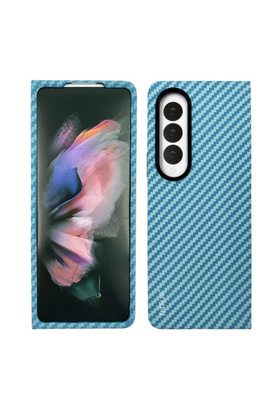Nettech Samsung Galaxy Z Fold 4 Uyumlu Karbon Seri Arka Koruma Kılıf - Mavi