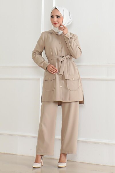 Modamihram Bézs öltöny 19223 - Gomb részletes