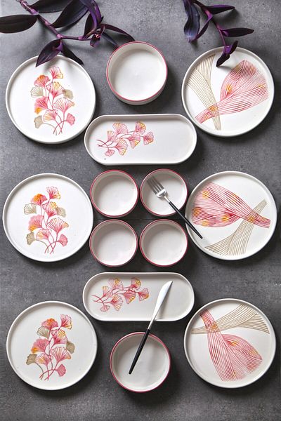 Bernardo 14-Piece 6-Person Ginkgo Stackable Breakfast Set - Breakfast