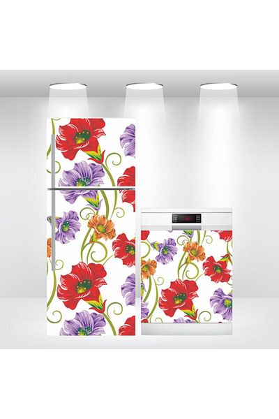 Bigaimaj Autocolant pentru ușă pentru frigider și mașină de spălat vase cu model floral - folie autoadezivă
