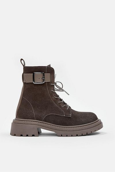 NILUFARR Γυναικείες μπότες Henz Grey Suede από γνήσιο δέρμα